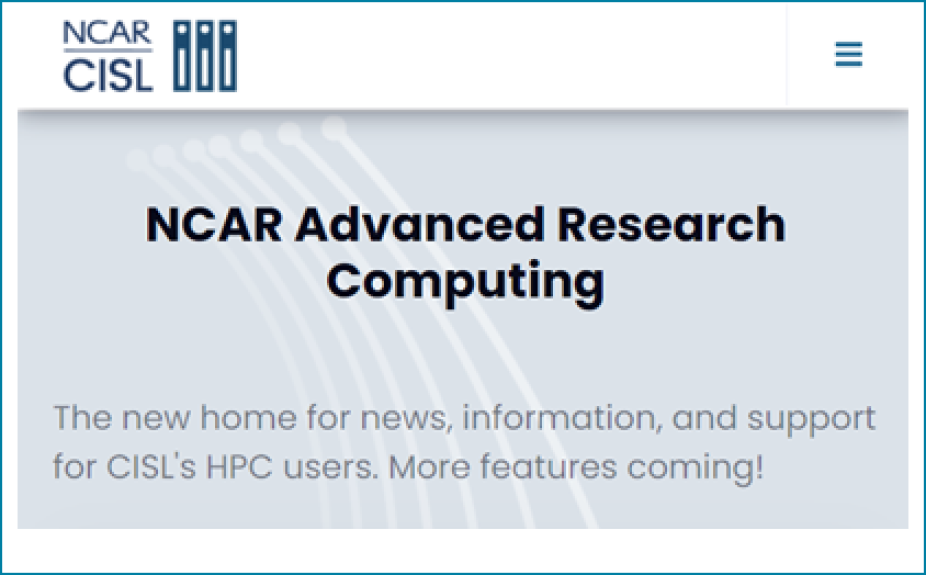 NCAR Advanced Research Computing portal home