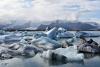 Sea ice under a cloudy sky